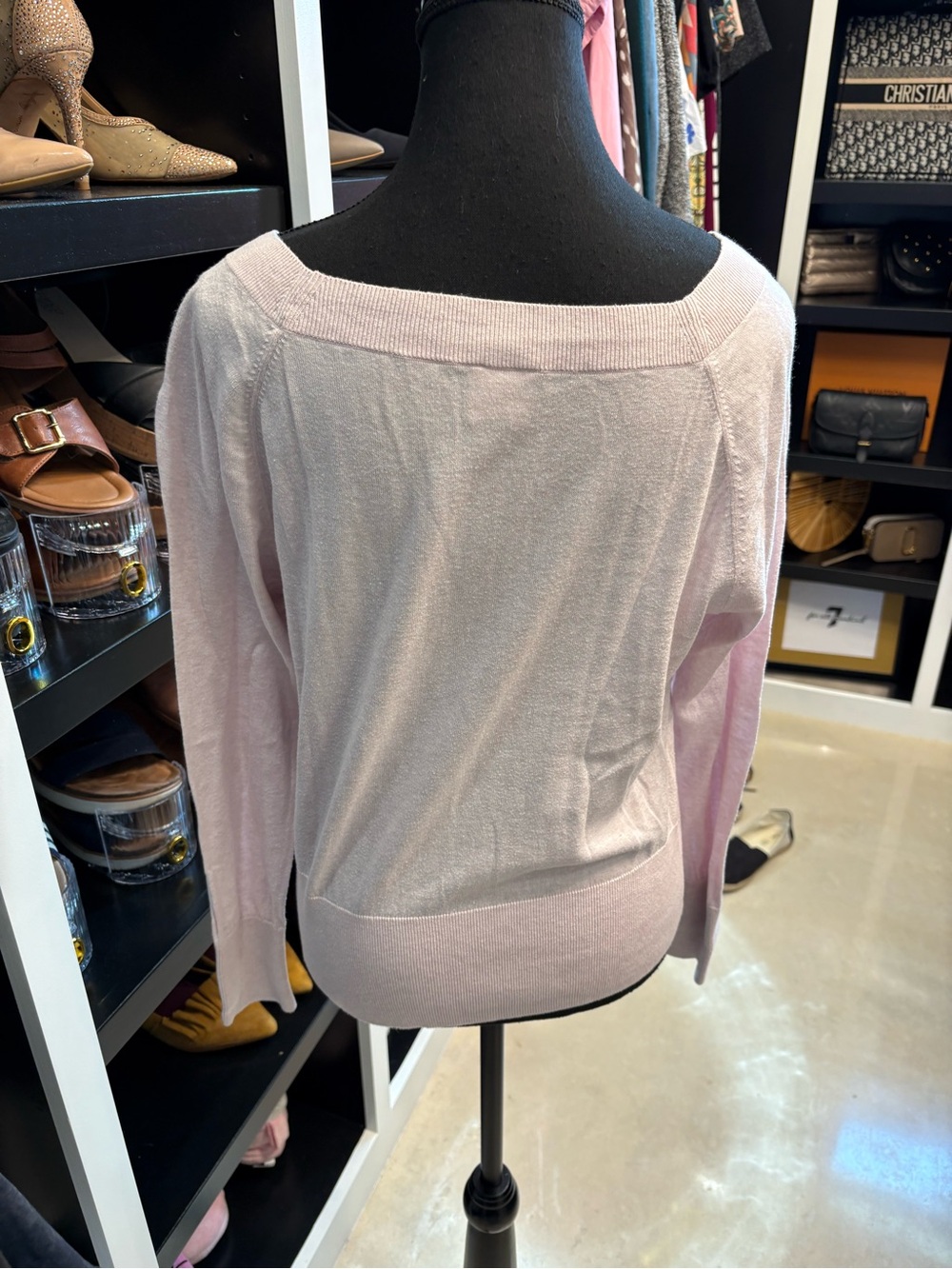 CAbi Light Pink Off-the-Shoulder Lightweight Sweater - Picture 4 of 9